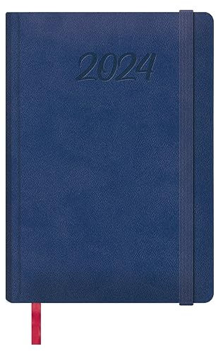 Dohe - Kalender 2024 - Tag-Seite - Größe: 15x21 cm (A5) - 336 Seiten - Eingenähter Einband - Hardcover - Blau - Modell Manaos