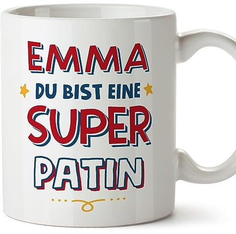 Mugffins Tassen Personalisieren mit Spruch für PATIN/PATENTANTE - Auf Deutsch - Du Bist Super - 11 oz / 330 ml - Individuell Anpassbar Geschenk