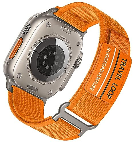 Trail Loop für Apple Watch Armband Ultra/2 49mm 46mm 45mm 44mm 42mm 40mm 41mm 38mm iWatch Armbänder Damen/Herren,Nylon Sport Klettverschluss Band für Apfelband SE/2nd Series 10 9 8 7 6 5 4 3 2,Orange