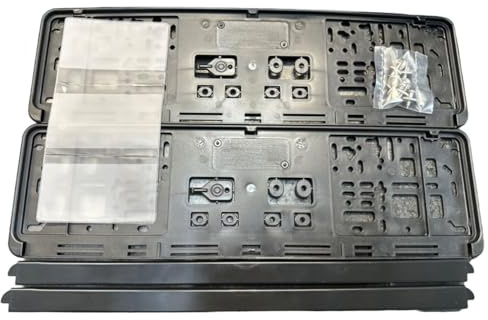 2X Kennzeichenhalter kurz 460 mm x 110 mm mit 8 Befestigungsschrauben und Fahrzeugscheinhülle