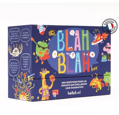 Hellofun! The Blah Blah Box I Das Spiel, bei dem man nicht aufhören kann zu reden I ab 5 Jahren I 100 Karten I 200 Fragen