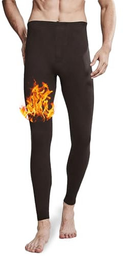 ACHTELEPHS Herren Thermounterhose aus Baumwolle Thermo Unterhosen Warme Unterwäsche Männer Thermounterwäsche Lang Skiunterwäsche Dunkelbraun XXL