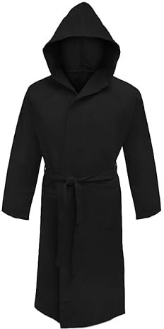 Puraluna Accappatoio in morbida Microfibra, con Cappuccio, borsetta esterna, unisex(XXL, NERO)