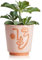 KHG Übertopf Gesicht-Motiv Face Rosa, Größe M, Höhe 19 cm, Durchmesser 16 cm, Blumentopf mit Gravur Art Deco Modern, aus Steingut Keramik, ideal für Zimmerpflanzen, wasserfest, Eignung innen