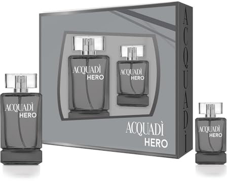 The First Acquadi Hero Geschenkbox für Herren, Parfüm, Edt, 100 ml, Mini-Größe, 30 ml