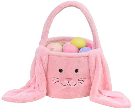 Osterkörbchen mit Henkel, Osterkorb mit Hasenohren, Rosa Osternest, Osterkörbchen Kinder, Osternester zum Befüllen, Osterkörbe für Süßigkeiten Osterei Ostern Party Geschenk