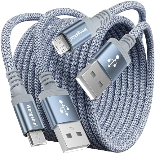 Wengshini 1M Micro USB Cable 2Pack - Nylon Braided Charger Cable Compatible With Samsung S7/ S6/ S5, PS4 Controller, Kindle Fire, Sony, HTC