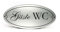 Gäste WC Schild Kunststoff Gold Silber graviert oval selbstklebend Gästetoilette wetterfest Deko Vintage Türschild 15 x 7 cm (Silber)