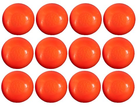 Mylec Straßenhockeybälle, federnde Hockeybälle, perfekt zum Spielen ab 60 °C, robuste Konstruktion, Stree- und Rollhockeyball für Outdoor-Spielen, Orange, 12 Stück