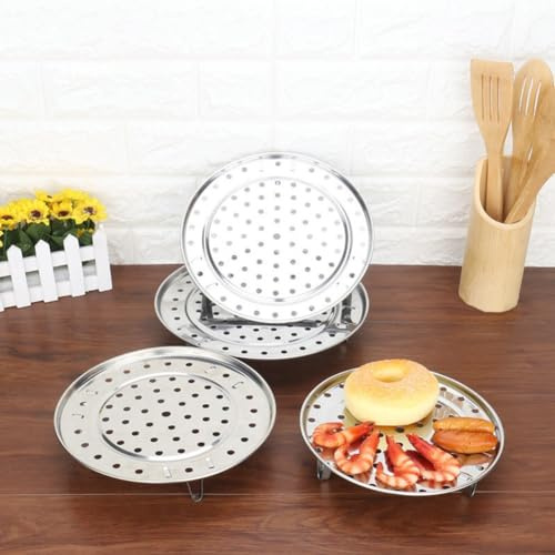 Practical Stainless Steel Steamer Tray Rack Plate for Cooking, Round Type (22CM), 3 Detachable Legs, Multi-functional Cooling Trivet for Pressure Cooker, Instant Pot, Air Fryer Accessories