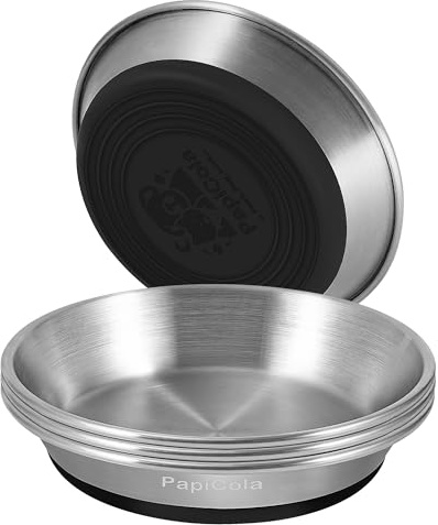 Stainless steel Cat Bowl 4PC, Non-Slip cat Food Dish, Metal Cat Bowl | Heavy Duty, Whisker Friendly with Wide and Shallow Design, 6.3'' Wide, 0.7mm Thick 304 Stainless Steel, Ideal Pet Dish