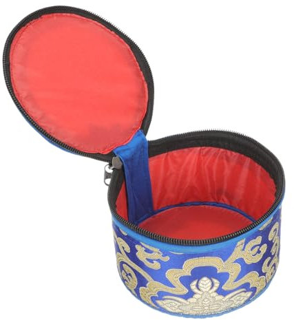 ifundom Funda para Cuenco de Algodón - Bolsa de Transporte para Cuenco de 12 cm, Diseño Artesanal Nepalí Azul con Patrones de Nubes