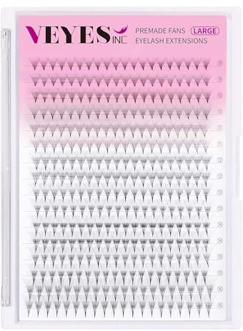 VEYES INC Premade Fan Eyelash Extensions 3D-14D 9-16mm Mixed Length C D curl，Professional Supplies for Lash Techs (10D,0.07D 9-16mm)
