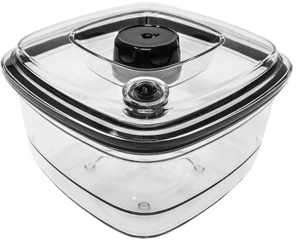 Vesta Precision Recipiente para Envasar Alimentos al Vacío de 1,4L compatible con Envasadoras de Vesta Precision | Recipiente Hermético para Microondas y Congelador | 16,9x16,9x10,9cm, Color Negro