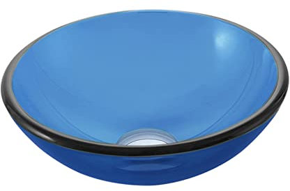 KJSHXYG Lavandino da Bagno in Vetro temperato, Ciotola per lavabo da appoggio, Trasparente (Blu)