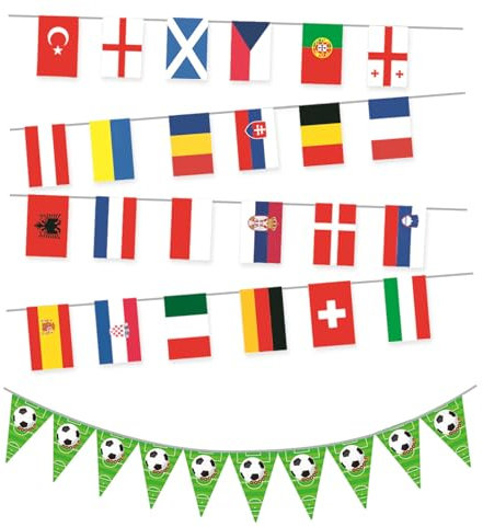 1 European Cup Flag, 1 Football Pennant, European Cup Football Decoration, Football Championship Bunting