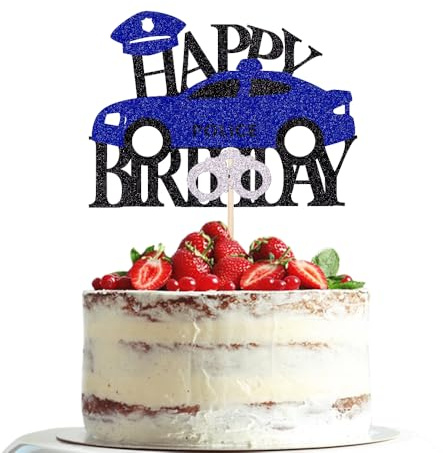 Dxsdgetue Police Birthday Party Cake Topper Police Car Cake Pick Police Officer Party for Kids Birthday Party Decorations