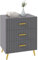 HOMCOM Cassettiera 3 Cassetti Moderna e Antiribaltamento, Mobile Cassettiera in Legno e Alluminio, 60x40x71.5 cm, Oro e Grigio Scuro