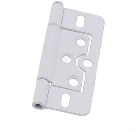 8) Easy to Use Flush Door Hinges for Cupboard, Wardrobe, Cabinet, Louvre Doors White (White)