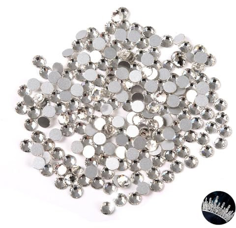 1440 Stück 4.6-4.8mm Glitzersteine Set, Runde Strasssteine, Dekosteine Kristall Steinchen für Verzieren und Basteln, Silberne Bastelsteine für DIY Handwerk Nägel Kleidung Make-up