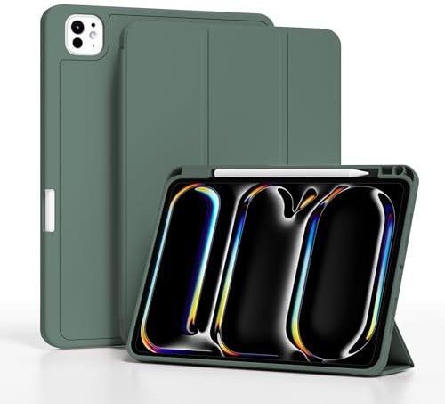 GKABXY Compatible con iPad Pro 11 pulgadas M4 (2024, 5ª generación) Funda con soporte para bolígrafo, verde noche