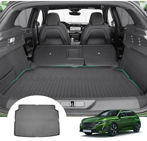 GAFAT Compatible con Peugeot 308 Hybrid e-308 2022-2026 2027 Alfombrilla para Maletero, 308 III Hatchback (5 Puertas) Alfombras Goma TPE Todo Tipo de Climas Fácil de Plegar, Borde Alto [No para S-W]