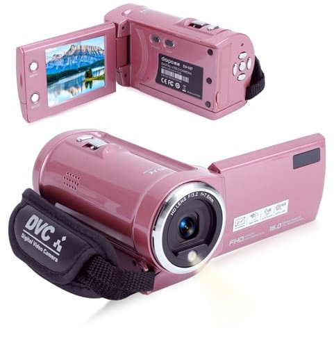 Video Camera Camcorder, 2K 48MP HD Digital Camera for Girls, 16X Zoom Webcam Vlogging Camera for Youtube 270° Rotating Screen Camcorders with Fill Light 1000mAh Battery