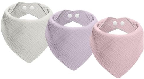 Frogetu Lätzchen Baby,Dreieckstuch Musselin,Halstuch Baby für Jungen und Mädchen,Verstellbar,3 Stück Lätzchen Baby