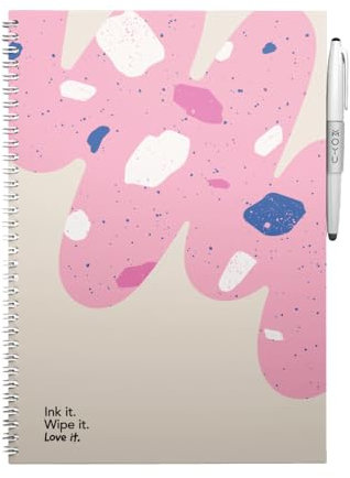 MOYU Erasable Notebook - A4 Stone Paper - Hardcover - Flamingo Desert - Multifunctional Pages - Includes Erasable Pen, Cloth, and Pen Holder