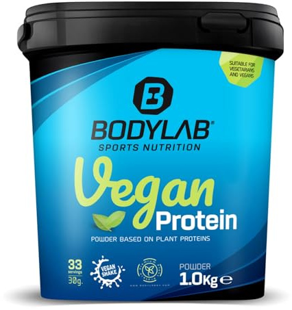 Bodylab24 Vegan Protein, Pistazie, 1kg | 100 % veganes Proteinpulver aus Ackerbohnen-, Erbsen- & Kürbiskernprotein, bis zu 80 % Eiweiß, ohne Zuckerzusatz