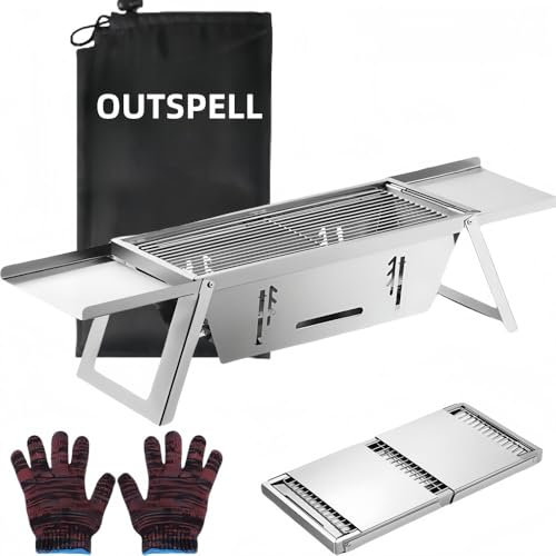 Petit barbecue à charbon portable : mini grilles de table pliables pour le camping et la plage – Barbecue pliable pour l'extérieur (lot de 1)