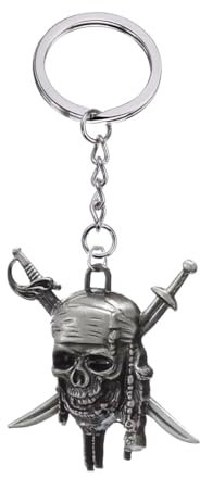 Porte-Clés Pirate, Avec ou Sans Prénom, Tête de Mort, Squelette, Aztèque, Personnalisable, Cadeau pour Homme ou Femme, Bijou de Sac (Style 2 sans Prénom)