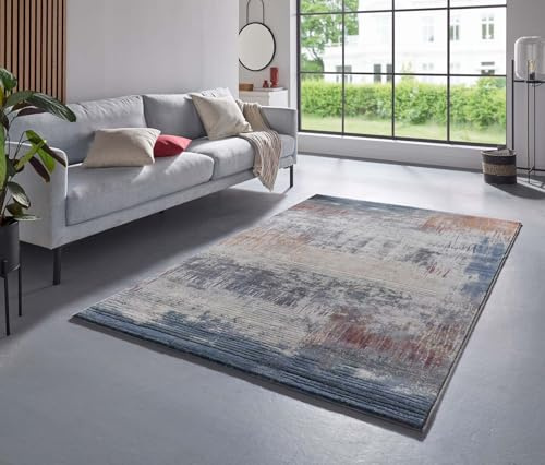 Taracarpet Moderner kurzflor Designer Teppich Gemustert in Luxus Qualität fürs Wohnzimmer, Schlafzimmer und Esszimmer Blau-Weiß-Grau 133x195 cm