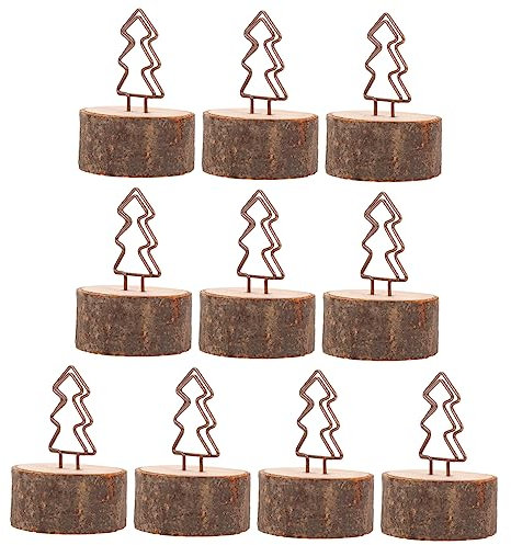 Homoyoyo 10 Pièces De Porte-cartes De Visite En Bois - Support De Table De Mariage Pinces à Linge En Forme De Sapin De Noël Titulaire De Carte De Visite Et Porte Noms Ménagers