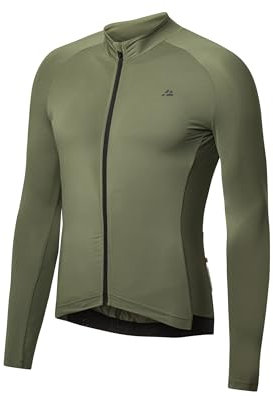 DANISH ENDURANCE Men's Cycling Jersey, Long Sleeve Cold Weather Mountain Bike Jersey for Long Distance Cycling, Olive, L