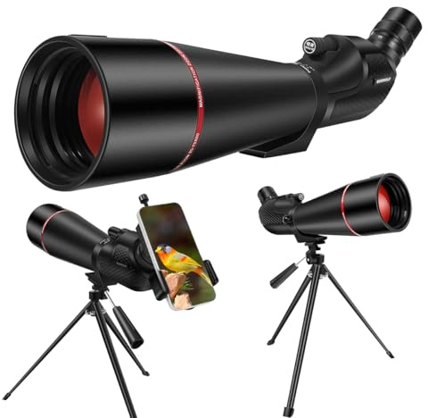 BORWOLF 25-75X80 Spektiv für Schießen Jagd - Spotter Zielfernrohre mit Stativ Telefonadapter Wasserdichtes HD-Zielfernrohr für Zielschießen Vogelbeobachtung