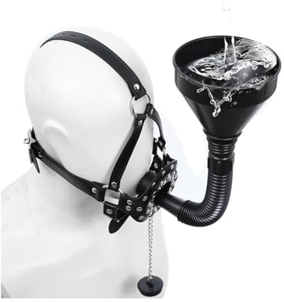 Mundknebel mit Trichter Kopfgeschirr BDSM Bondage Maske Urinalknebel Ball Gag Knebel Mund Urinal-Piss Oralsex SM Sklave Sexspielzeug für Frauen Männer