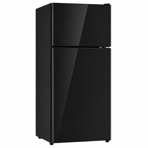 staronce Mini frigo 92 L avec congélateur 28 L, porte vitrée en verre, éclairage LED, 45 dB, réglage 7 niveaux, réfrigérateur compact pose libre pour chambre, bureau, cuisine