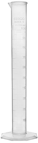 Eisco Polypropylene Graduated Measuring Cylinder - 100ml | Octagonal Base | Class B Tolerance | Easy to Read Measurements | Raised Graduations Marked Every 10ml | Durable Labware