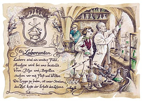 Die Staffelei Geschenk Laboranten (20 cm x 14,8 cm) | Witziges Gedicht mit liebevoller Zeichnung auf hochwertigem Papier/besondere Geschenkidee