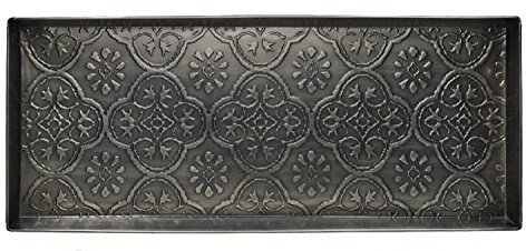 HF by LT Metal Boot Tray, Medallion Pattern, Zinc Finish, 30 x 13 x 2, Classic