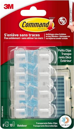 Command 17017 AW Outdoor decorazione della clip, separabile senza tracce, quasi invisibile, 8 clip con 10 strisce taglia S.