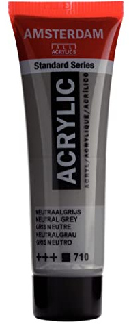 Amsterdam Standard Series Acrylic Paint Tube 20 ml - Neutralgrau 710 - Hochwertiges, lichtechtes, geruchsneutrales, wasserbasiertes Acryl für Künstler