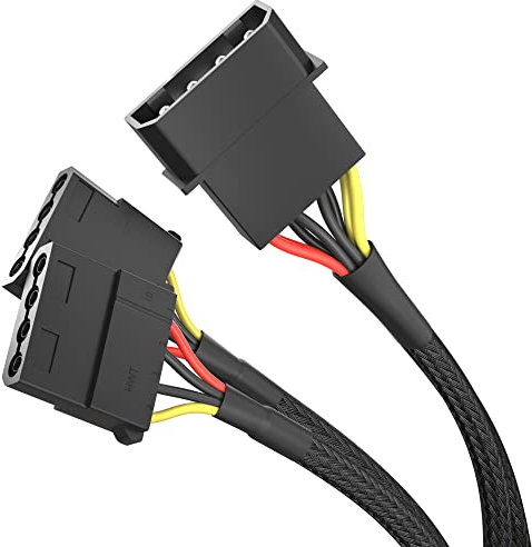 KabelDirekt – hochflexibles 4-Pin Molex auf 2x 4-Pin Molex Y-Kabel mit robuster Nylonummantelung, 30 cm
