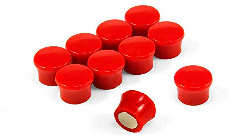 Small High Power Red Memo Board Magnets for Fridge, Whiteboard, Noticeboard, Filing Cabinet - Pack of 50