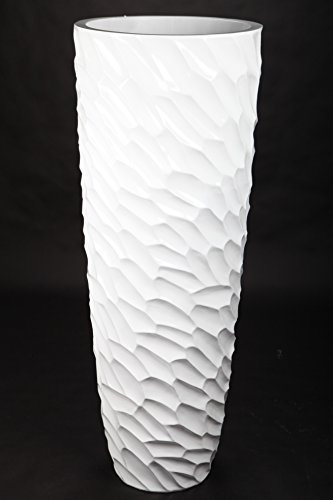 point-home Blumentopf, Pflanzkübel aus Fiberglas, weiß, 120cm - für Innen
