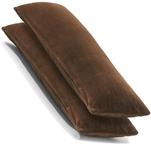 CelinaTex 2er Set Kissenbezug 40x120 cm Doppelpack Coral Fleece Kissenhülle, Seitenschläferkissen Bezug Stillkissenhülle Comfortable dunkel braun 5001382