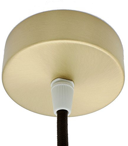 Anschlussdose Gold gebürstet Metall im Set mit Zubehör ø 80x25mm Verteilerbaldachin Aufputzdose Verteilerdose mit Zugentlastung Decken-Baldachin für Pendel-Lampen und Hänge-Leuchten Messing matt