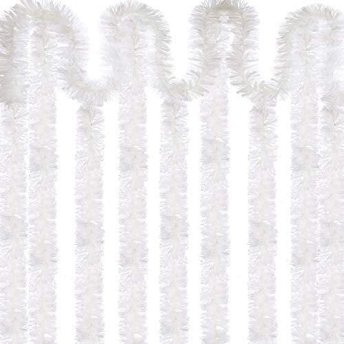 Sumind 6 Stück Weihnachten Tinsel 39,4 Füße Metallic Garland Funkelnde Hängende Dekoration für Weihnachtsbaum Kranz Hochzeit Party Lieferungen (Weiß)