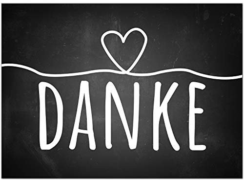 10 x Dankeskarten mit Umschlag - Tafel look Vintage Danke mit Herz - Danksagungskarten, Danke sagen, nach Hochzeit, Geburt, Baby, Taufe, Geburtstag, Kommunion, Konfirmation, Jugendweihe